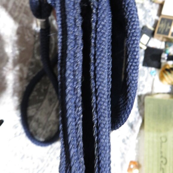 BOGO Palazzo Vecchio Firenze in Italian navy woven rafia wood handle crossbody - Picture 9 of 15